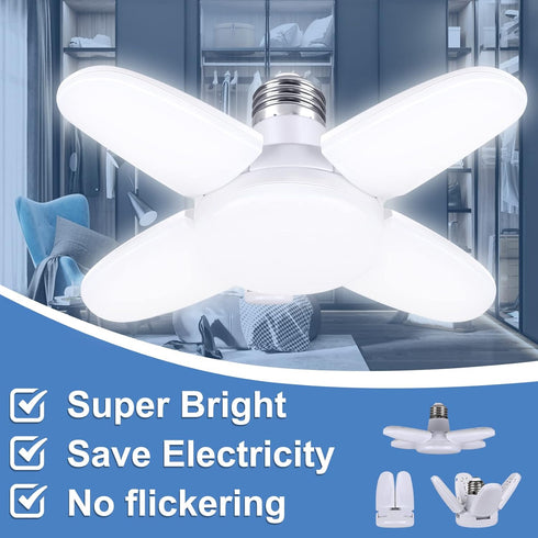 2 Pack Mini 30W Garage Light (150W Equivalent) - 6500K Daylight LED Garage Light, E26 Base Garage LED Light, LED Light Bulb for Basement,Closet,Wo...
