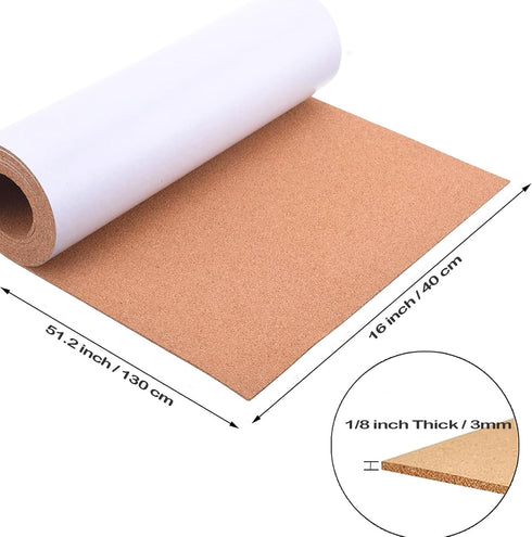 3mm Cork Board Roll Self-Adhesive Bulletin Boards, 51"x16"-1/8" Thick Large Cork Rolls, Decorative Corkboards for Wall, Office, Home, Kitchen, Pos...