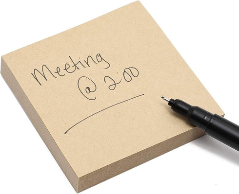 Juvale 6-Pack Kraft Paper Sticky Notes 3x3 inch, Brown Self-Adhesive Memo Notepad Set, Self-Stick Note Pads for Office Work, Home, School, Teacher...