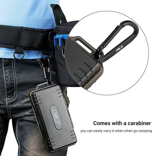 14 Slots 18650 Battery Case with Carabiner, Water-Resistant and Shockproof Battery Storage for 14 x 18650 Battery, 18650 Battery Organizer Box...