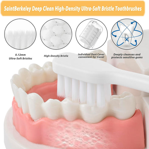 Extra Soft Toothbrushes, Deep Clean, High Density Soft Bristles, Medium, Toothbrushes for Sensitive Gums, Individual Dust-Proof Cover, Eco-Friendl...