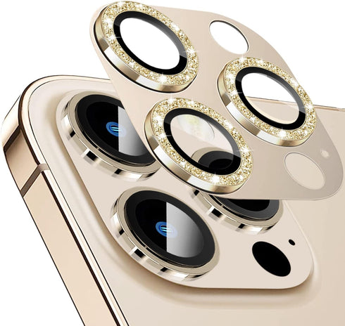 Glitter Camera Lens Protector Compatible for iPhone 14 Pro Max and iPhone 14 Pro Metal Plus Tempered Glass Camera Cover Support LIDAR Scanner, Ant...