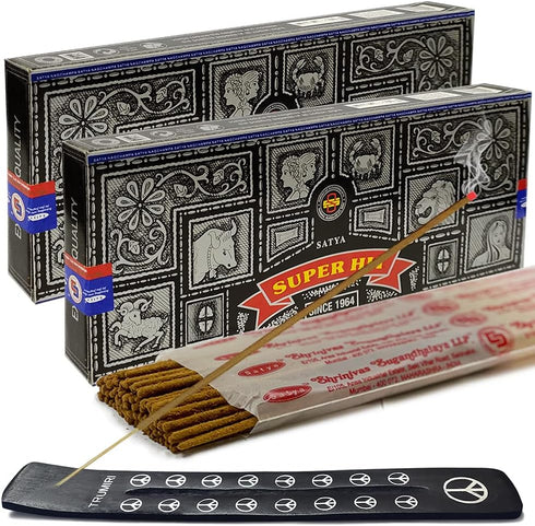 TRUMIRI Incense Stick Holder Bundle with Satya Super Hit 100g Incense Sticks - Pack of 2 (Approx 200 Sticks)...