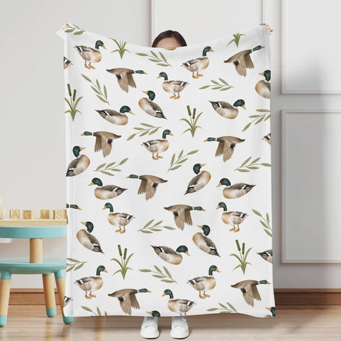 Vintage Mallard Duck Leaves Baby Blanket for Boy Girl Duck Hunting Flannel Soft Swaddle Blanket Wild Duck Receiving Blankets Warm Newborn Toddler ...