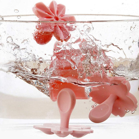 Pastry/Cookie/Fondant Stamper, 2-Inch Press Cookies Mold with 4 Stamps Pink Cherry Blossom Shape Flower Hand Pressure Pastry Tool Fondant Cutters ...