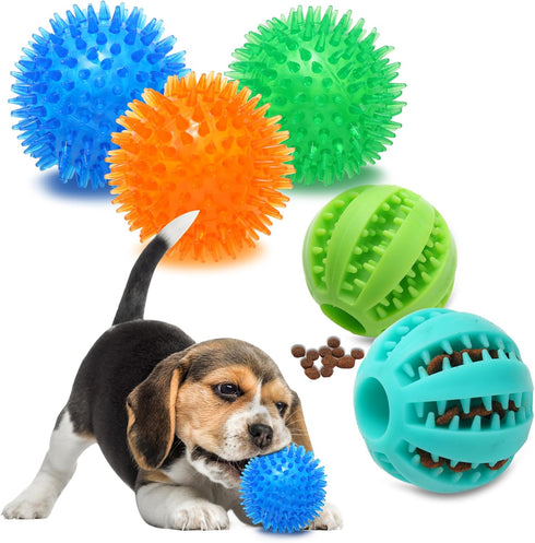 2.36" (5 Pack) Squeaky Dog Balls Toys, Small Dog Toy Ball, Training Dog Toys for Boredom and Stimulati, Puppy Teething Chew Toy Balls, Green, Blue...
