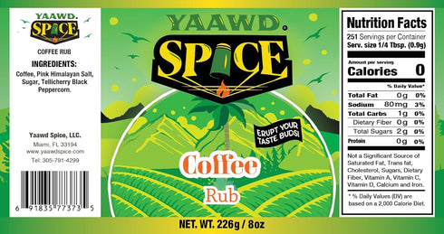 Yaawd Spice Coffee Rub Seasoning, 8 oz, Robust Coffee Flavor For Lamb, Steak, Brisket, Burgers, Ribs & More| No MSG & Gluten Free...
