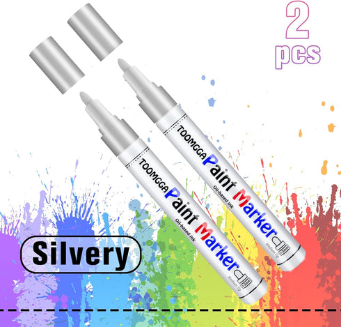 Silver Paint Pens Paint Markers Permanent Markers Oil Based for Metal Wood, Paint Pens for Metal, Car Tyre,Wood, Plastic, Rock Painting, Glass, Cr...