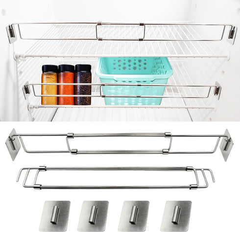 RV Refrigerator Bar Stainless Steel Adjustable Fridge Tension Rod Holds Food and Drinks in Place,Tension-Style 12.3-22.4" for Camper Refrigerator,...