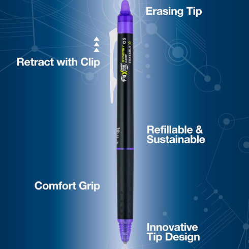 PILOT, FriXion Synergy Clicker Erasable, Refillable, Retractable Gel Ink Pens, Extra Fine Point 0.5 mm, Pack of 12, Purple Ink...