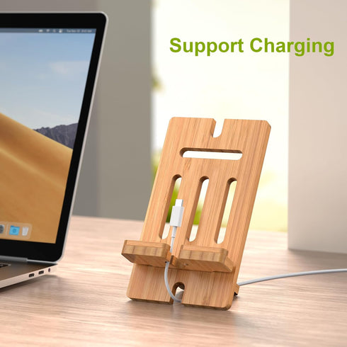 Pezin & Hulin Cell Phone Tablet Stand, Bamboo Wooden Smart Phone Desktop Charging Dock Holder Compatible with Pad, Phone 8 Plus X XS Max XR, All A...