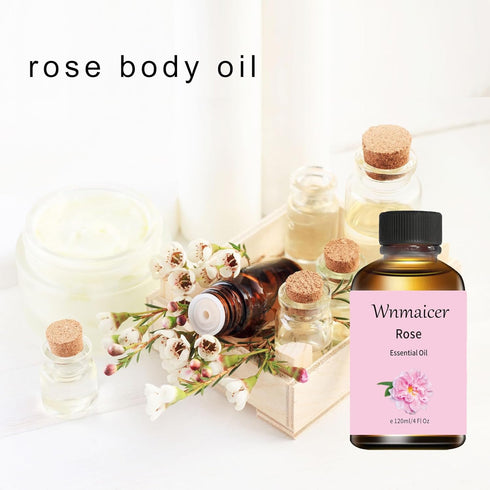 Rose Essential Oil 4 Oz, Premium Grade Rose Oil for Massage, Face, Skin & Diffuser and Aromatherapy 120 mL...