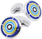 Round Silver Men's Cufflinks with Blue Circle In Gift Case Metal Cuff Links for Men Jewelry for Wedding Party Business Birthday Anniversary Dress...