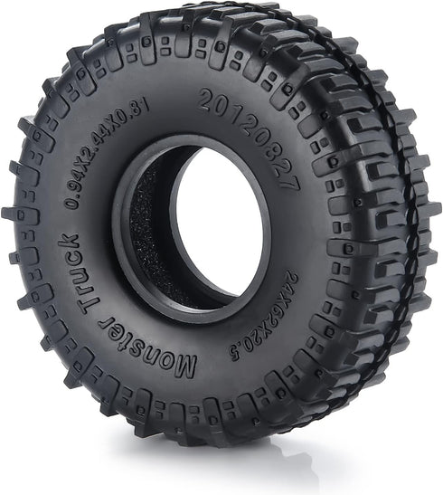MOHERO 4PCS 1.0" Mud Grappler Rubber Tyre 1.0 Wheel Tires 62 * 22MM for Axial SCX24 90081 AXI00001 002 004 005 006 RC Crawler Car (A Style)...