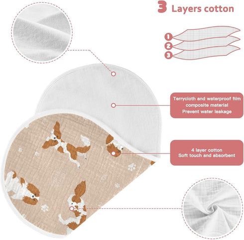 Yoga Cavalier King Charles Spaniel Dog Muslin Burp Cloths for Baby 2 Pack 100% Cotton Baby Washcloths Bibs for Boy Girl...