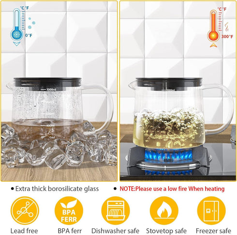Glass Teapot with Infuser - 1500ml/50 OZ Tea Kettle Stovetop Safe Tea Pot for Blooming Tea Loose Leaf Tea, Premium Tea Maker with Gift Box...