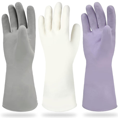 Cleanbear Rubber Gloves without Smell Reusable Househould Gloves Latex Free Gloves for Dish Washing and Home Cleaning 3 Pairs of Cleaning Gloves w...