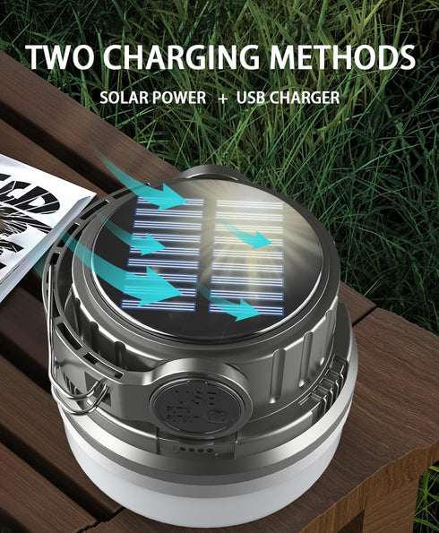 Solar Camping Light + Mobile Charger, Solar LED Lantern Tent Light Outdoor Flashlights for Power outages, Waterproof IP44, 500 Lumens, 3000 mAh Po...