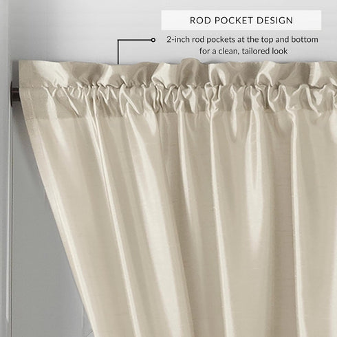 Elrene Home Fashions Colette Faux-Silk Side Door Window Panel, 28 in x 72 in (Side Door Panel), Ivory...