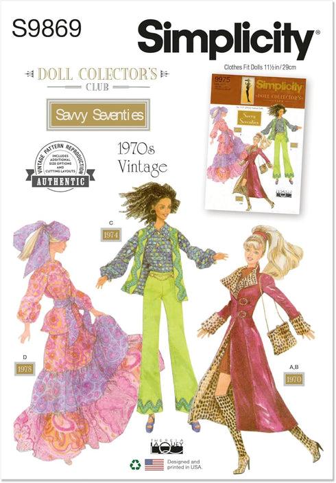Simplicity UNDEFINED Doll Clothes Sewing Pattern, Multicolor 2 Piece...