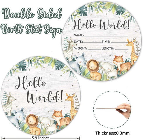 Safari Baby Milestone Blanket with Birth Stat Sign, Jungle Animals Baby Growth Chart Monthly Blanket, Watch Me Grow Safari Animals Baby Nursery fo...