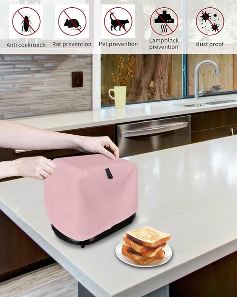 Pink Toaster Cover 2 Slice, Small Kitchen Appliance Covers, Farmhouse Pink Decor Toaster Oven Cover with Loop, Bread Machine Cover Polyester Dust ...