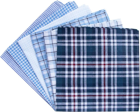 Mens Handkerchiefs 100% Cotton Plaid Handkerchiefs Classic Pocket Squares Set Gift Set 6PCS...
