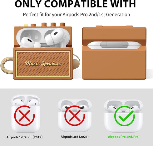 AirPods Pro 2nd Generation Case Cover with Cleaner Kit, Airpod pro case guitar amp Retro audio Design Soft Silicone Protective Cover for AirPods P...