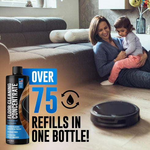 Robot Vacuum Floor Cleaning Concentrate for Mops - 75+ Uses Per Bottle - Compatible with Roborock, Tineco, iFloor, Etc. - Hardwood & Multi-Surface...