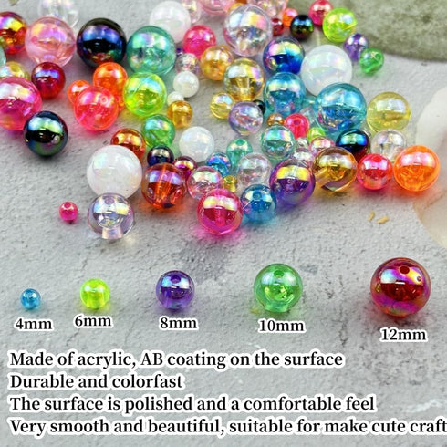 2000pcs 4mm Acrylic Round Beads AB Colors Acrylic Beads Round Spacer Beads with Hole for DIY Bracelet Necklace Jewelry Making Supplies Handmade Cr...