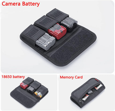 King Ma Small DSLR Camera Battery Bag Pouch Holder Case Camera Battery Waist Bag Suitable for AA Battery and LP-E6/ LP-E17/ FZ100/ FW50/ F550 and ...