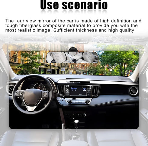 12''Anti Glare Rear View Mirror with Suction Cup, 360 Degrees Adjustable, HD Car Interior Rearview Mirror with Adjustable Suction Cup,Rear View Mi...