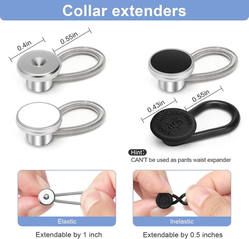 12PCS Shirt Collar Button Extenders, Comfortable Neck Button Extender for Mens Dress Shirts, Instant Tie Collar Expansion...
