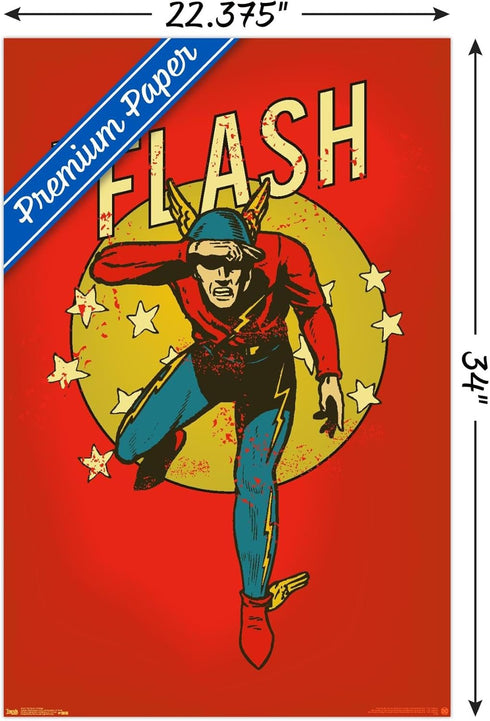 Trends International DC Comics The Flash - Vintage Wall Poster, 34L x 22.4W, Premium Poster & Clip Bundle...