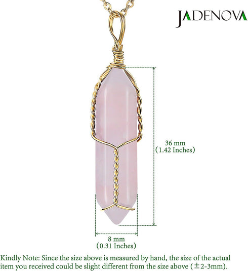 Full Wire Wrapped Energy Healing Crystal Gemstone Pendant Necklace 18" Stainless Steel Chain...