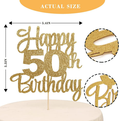 Happy 50th Birthday Cake Topper - 50th Birthday Decorations,50th Topper,50 Cake Party Decorations,50 Anniversary Decor...