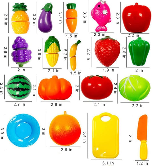 Kitchen Toys Fun Cutting Food Fruits Vegetables Toys Pretend Food Playset for Children Girls Boys Educational Early Age Basic Skills Development 4...