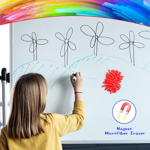 6 Pieces Dry Erase Erasers Magnetic Whiteboard Eraser Washable Microfiber Shag Eraser for Classroom, Home and Office Use (Multi Colors)...