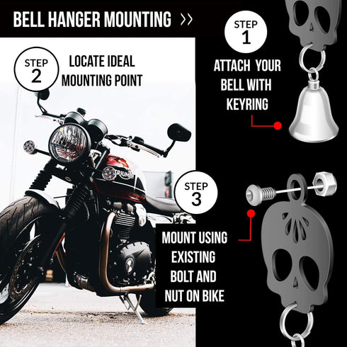 Sparkle Rider Sugar Skull Bell Hanger Mount with Swarovski Crystals | Decorative Bracket to Attach Gremlin, Guardian, Harley Motorcycle Bells | Cu...