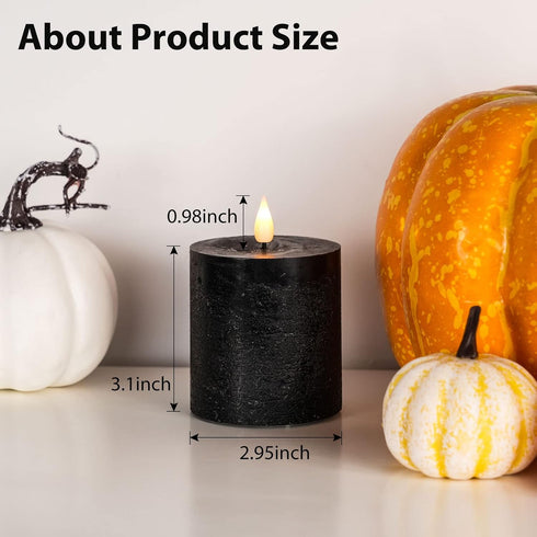 smtyle Halloween Black Fllickering Flameless Candles Home Decor Battery Operated with None-Moving Flame Wick LED Pillar Candle 3 x 3 inch...