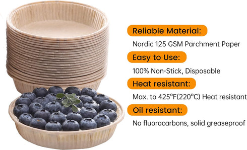 50pcs Paper Mini Tart Pans for Baking, mini pie tins 4Inch Mini Pie Pans, Non-stick, Unbleached, Disposable Quiche Baking Dish,Oven safe, Microwav...