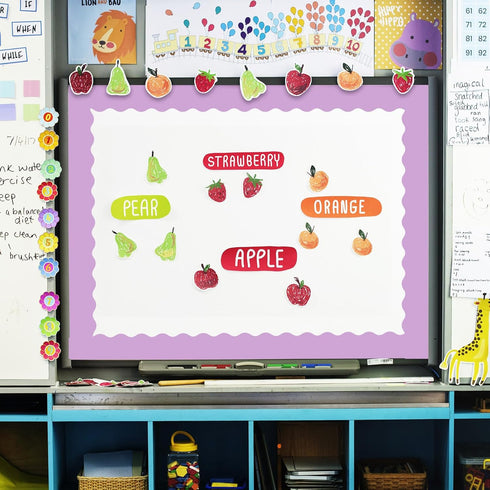 Whaline 65.6ft Purple Bulletin Board Borders 4 Rolls Purple Series Die-Cut Board Trim for School Classroom Office Chalkboard...