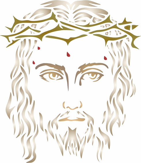 Jesus Stencil, 6.5 x 7.5 inch (S) - Christian Catholic Religious Crown of Thorns Stencils for Painting Template...