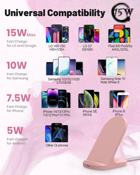 YW YUWISS 15W Fast Wireless Charger Wireless Phone Charger Stand Compatible with Apple iPhone 14 13 12/12 Pro Max/ 11Pro/11Pro Max, Compatible wit...