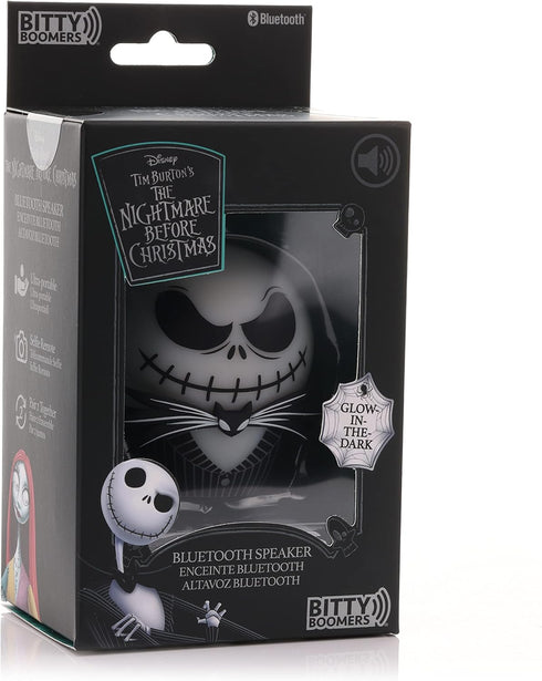 Bitty Boomers Disney: Tim Burton's The Nightmare Before Christmas - Jack Skellington Vengeful Face - Glow in The Dark - Mini Bluetooth Speaker, Mu...