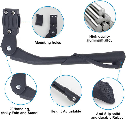 Bike Kickstand Adjustable for 26-29 Inch Aluminum Alloy Bicycle Kick Stands for Adult Bikes Black...