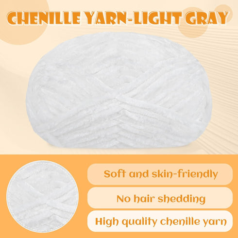 100g Chenille Yarn, White Blanket Yarn for Knitting, Handcrafts Weaving Soft Chenille Yarn, Crochet Yarn for Crochet Weaving......