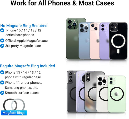 PROfezzion CD Slot & Vent Clip Combo Magnetic Phone Holder Compatible with MagSafe on Car CD Slot or Vent for iPhone 15 14 13 12 Pro Max Plus, Mag...