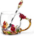 OEAGO Gifts for Mom Women Mothers Day Glass Coffee Enamels Mug Best Birthday Butterfly Rose Gifts for Her from Daughter Son Lead-Free Valentines D...