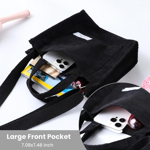 Tote Bag for Women, Small Casual Fashion Corduroy Shoulder Bag, for Work Travel Crossbody Bag Handbag with Pocket...